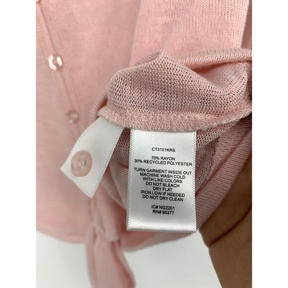 Sanctuary Sweater Womens Sz Small Tie Front Button Down V-Neck Long Sleeve Pink - Picture 4 of 5